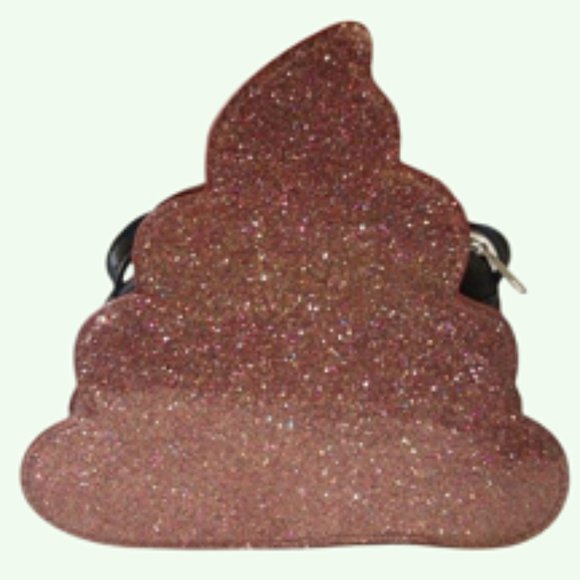 No Boundaries  Poop Emogi Glitter Sparkle Kiss Purse - Picture 4 of 6